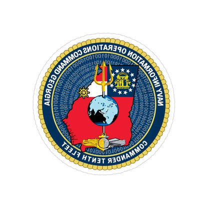 NIOC Georgia Commander Tenth Fleet (U.S. Navy) REVERSE PRINT Transparent Die-Cut STICKER 3 Inch Die-Cut Transparent - The Sticker Space