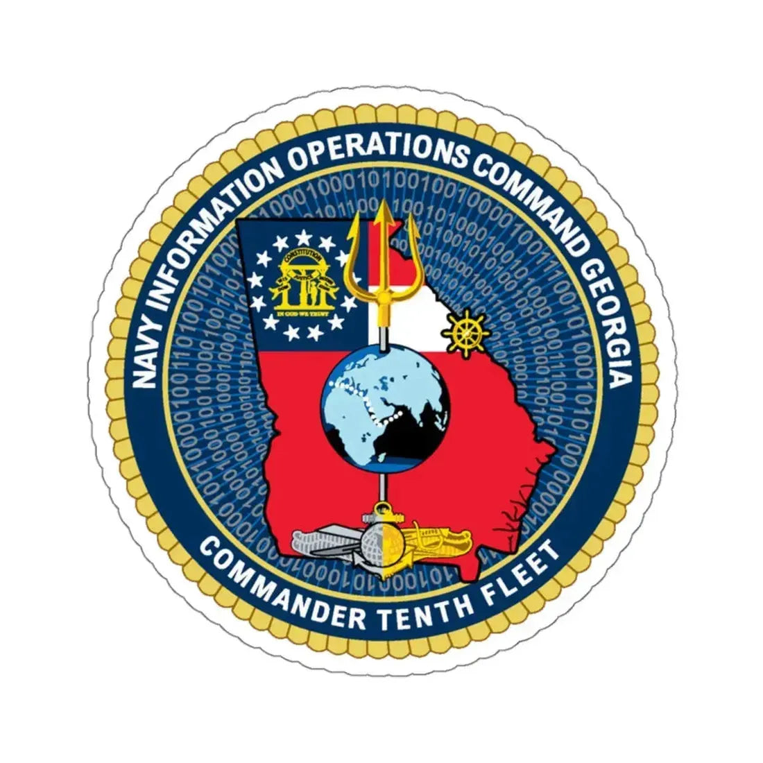 NIOC Georgia Commander Tenth Fleet (U.S. Navy) STICKER Vinyl Kiss-Cut Decal 4 Inch White - The Sticker Space