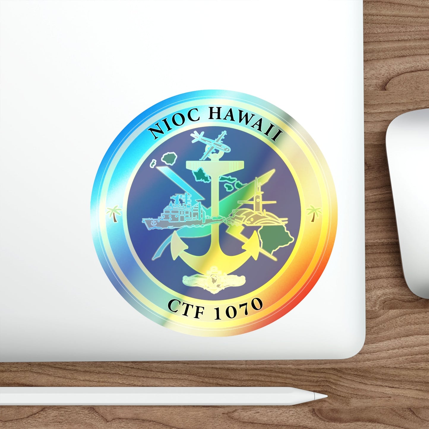 NIOC Hawaii CFT 1070 (U.S. Navy) Holographic STICKER Die-Cut Vinyl Decal-The Sticker Space