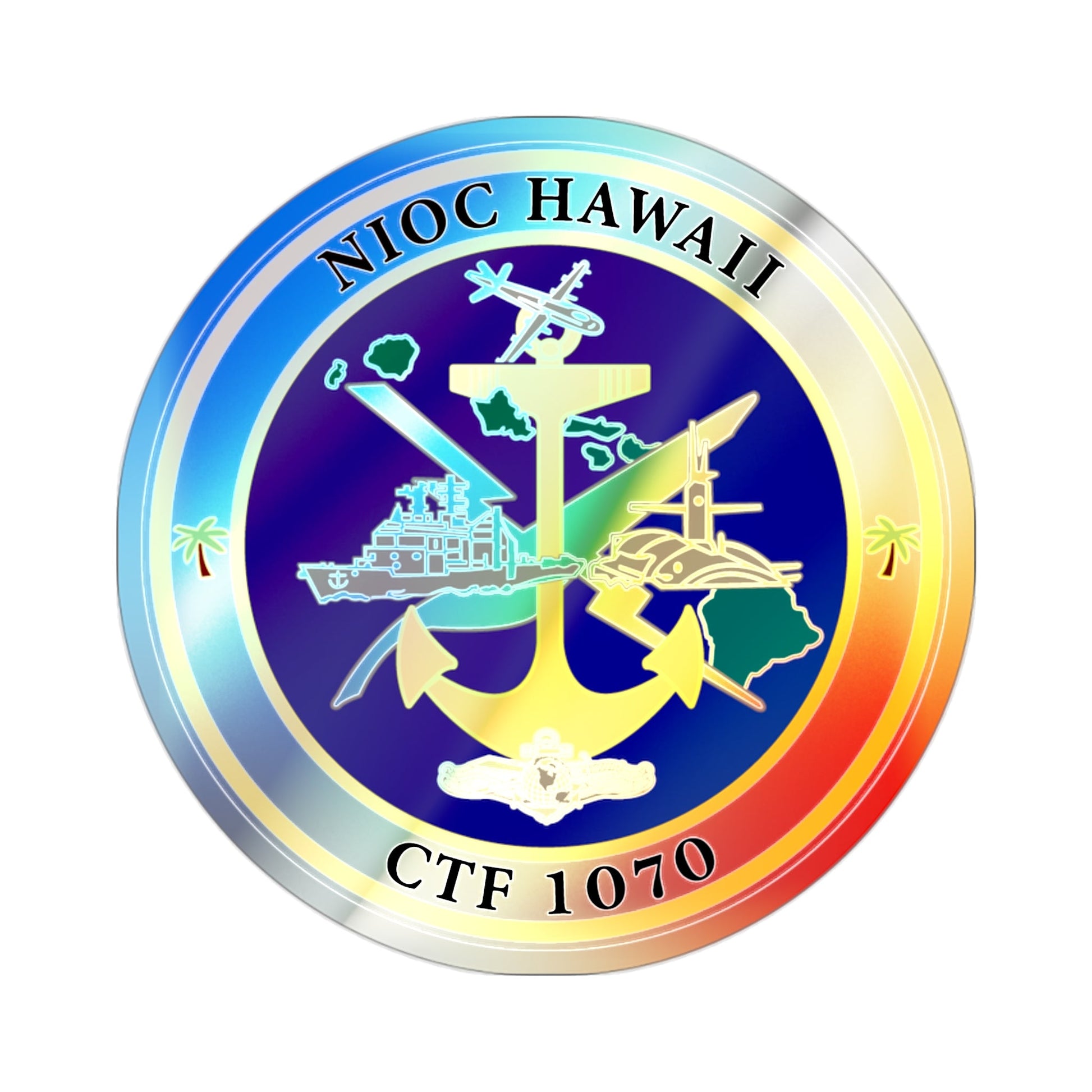 NIOC Hawaii CFT 1070 (U.S. Navy) Holographic STICKER Die-Cut Vinyl Decal-2 Inch-The Sticker Space