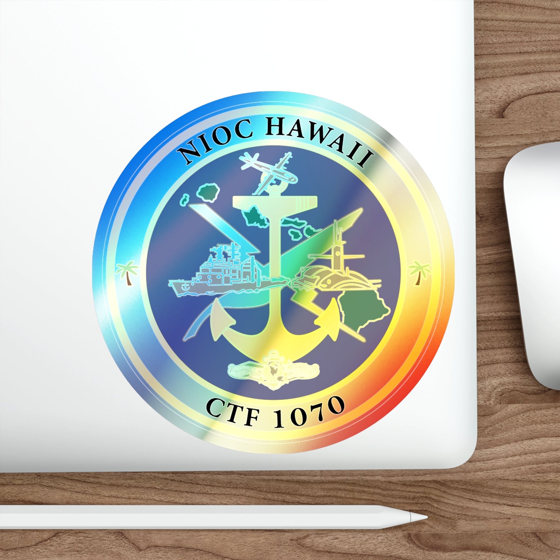 NIOC Hawaii CFT 1070 (U.S. Navy) Holographic STICKER Die-Cut Vinyl Decal-The Sticker Space