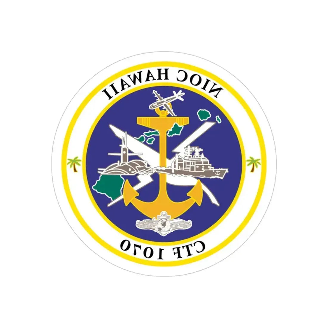 NIOC Hawaii CFT 1070 (U.S. Navy) REVERSE PRINT Transparent Die-Cut STICKER 3 Inch Die-Cut Transparent - The Sticker Space
