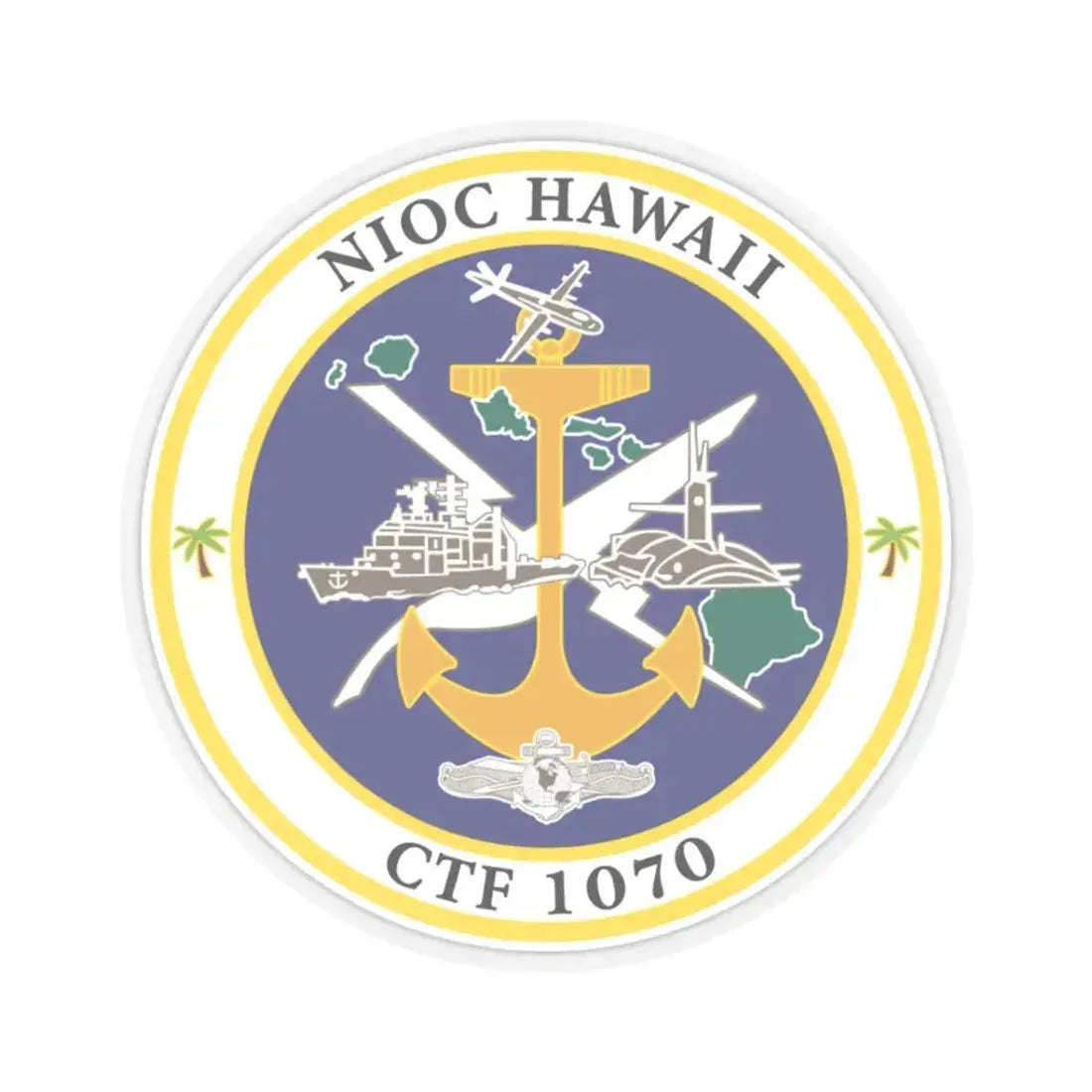 NIOC Hawaii CFT 1070 (U.S. Navy) STICKER Vinyl Kiss-Cut Decal 3 Inch Transparent - The Sticker Space