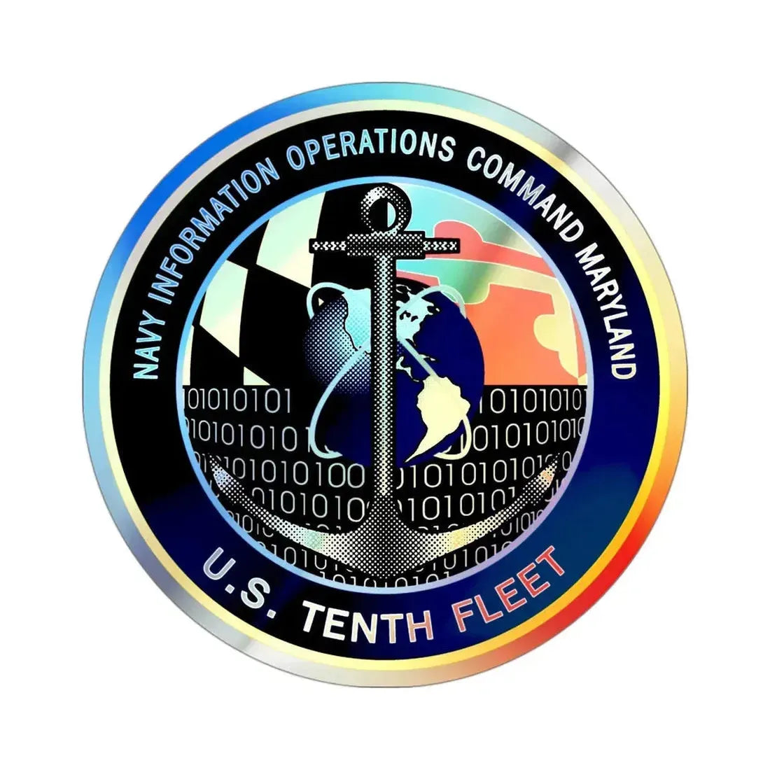 NIOC Maryland (U.S. Navy) Holographic STICKER Die-Cut Vinyl Decal 3 Inch Holographic - The Sticker Space