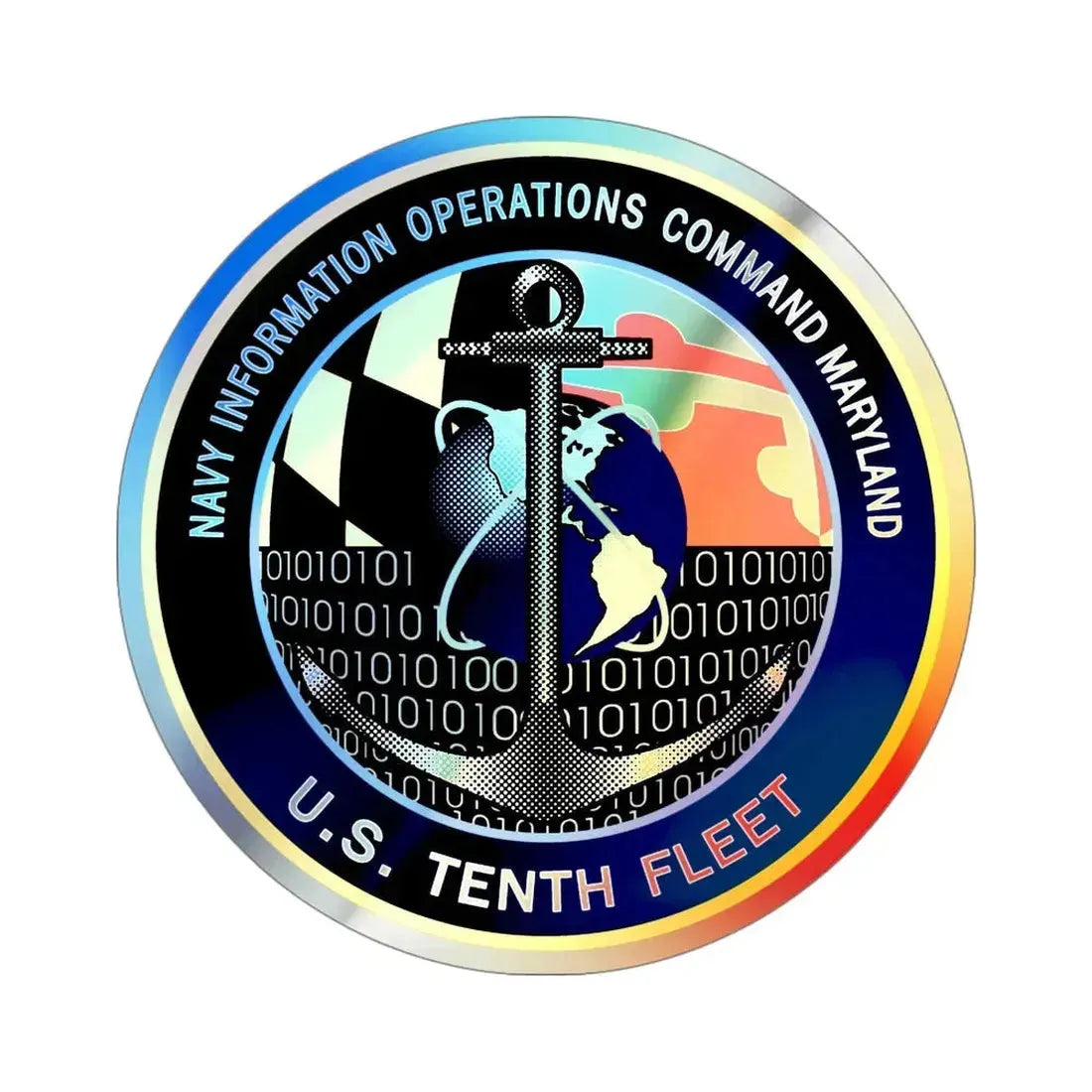 NIOC Maryland (U.S. Navy) Holographic STICKER Die-Cut Vinyl Decal 4 Inch Holographic - The Sticker Space