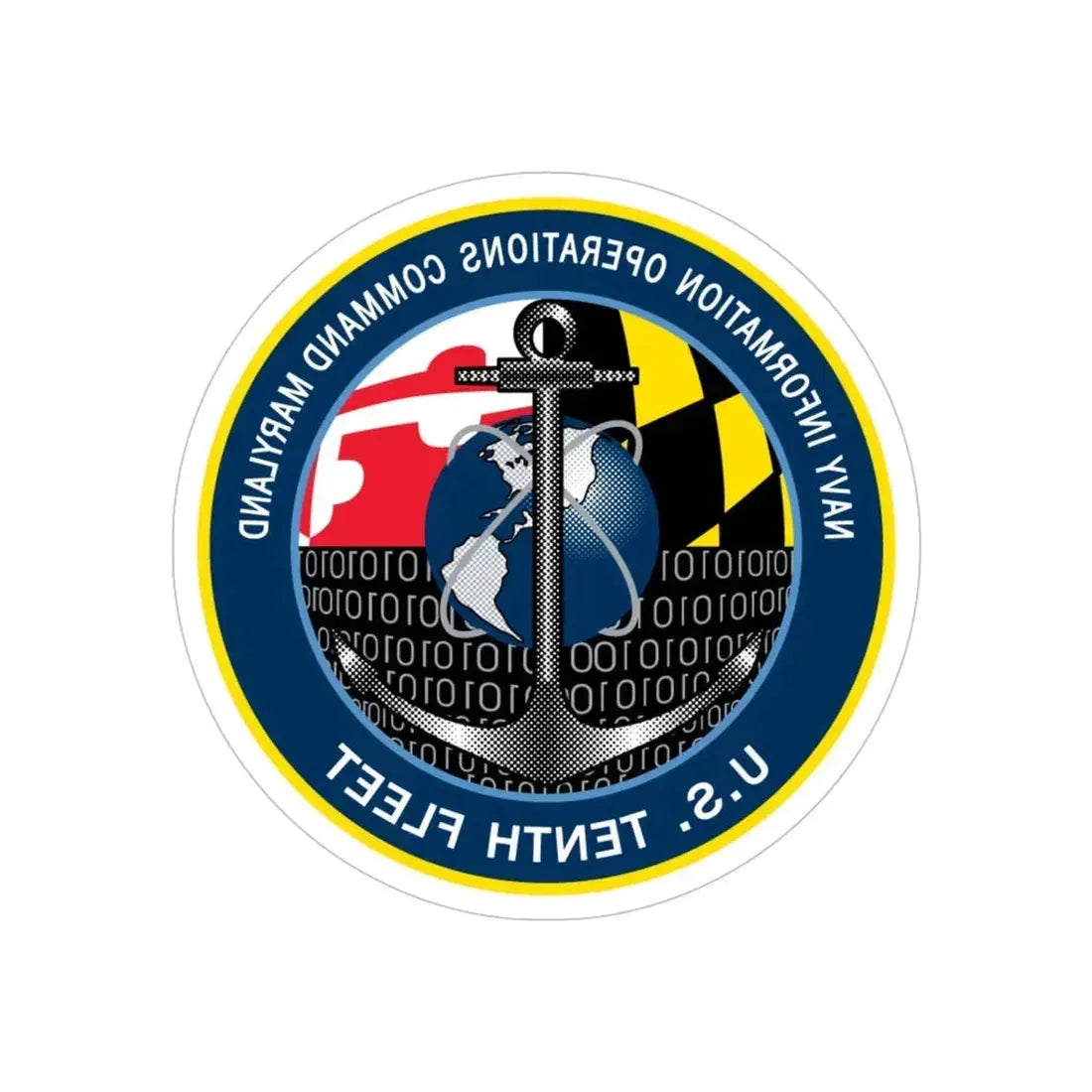 NIOC Maryland (U.S. Navy) REVERSE PRINT Transparent Die-Cut STICKER 5 Inch Die-Cut Transparent - The Sticker Space