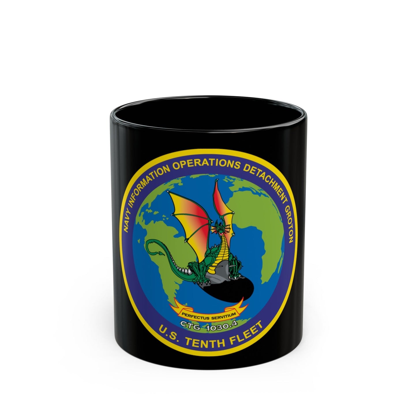 NIOD Navy Info Oper Detachment Groton 10th Fleet (U.S. Navy) Black Coffee Mug-11oz-The Sticker Space