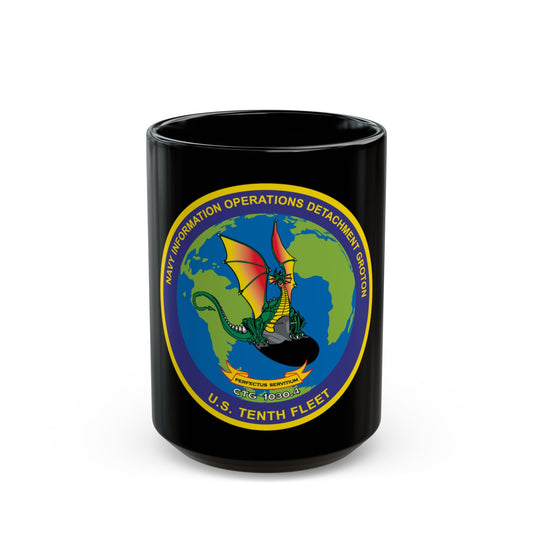 NIOD Navy Info Oper Detachment Groton 10th Fleet (U.S. Navy) Black Coffee Mug-15oz-The Sticker Space
