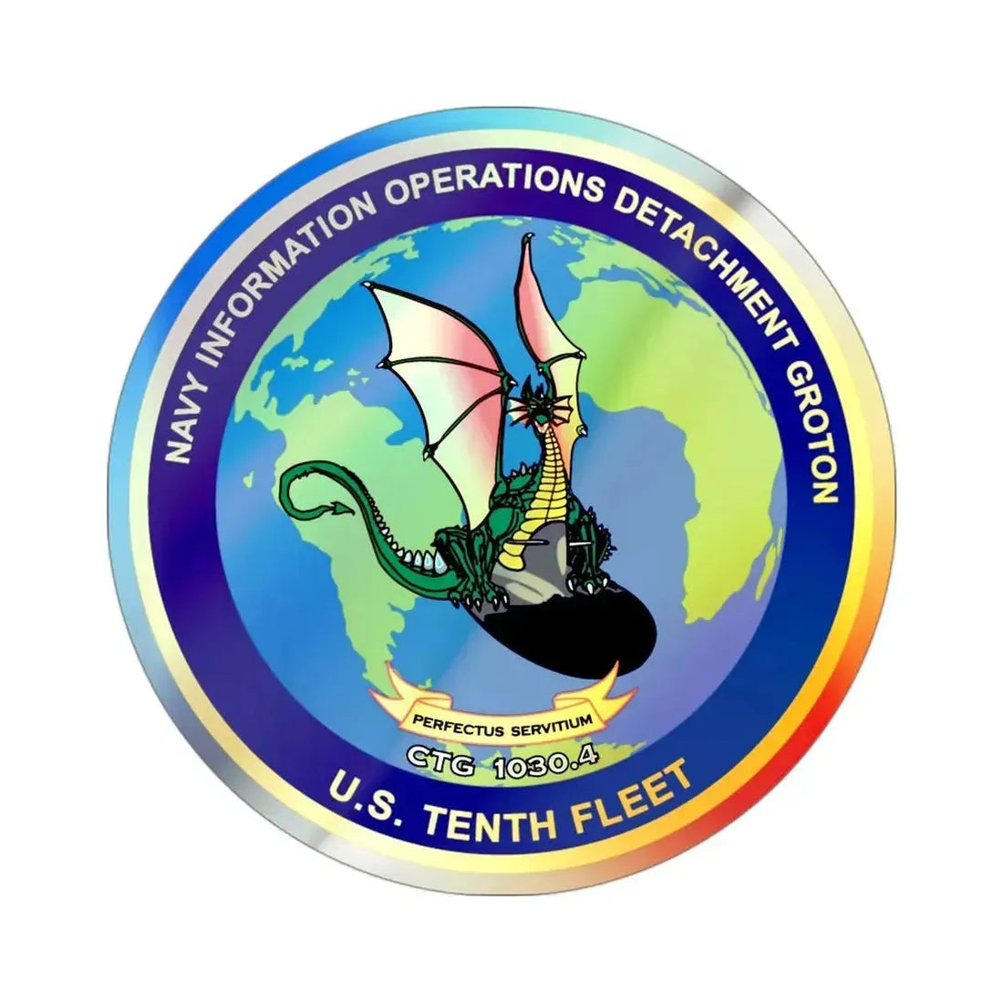 NIOD Navy Info Oper Detachment Groton 10th Fleet (U.S. Navy) Holographic STICKER Die-Cut Vinyl Decal 3 Inch Holographic - The Sticker Space