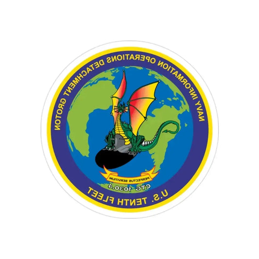 NIOD Navy Info Oper Detachment Groton 10th Fleet (U.S. Navy) REVERSE PRINT Transparent Die-Cut STICKER 2 Inch Die-Cut Transparent - The Sticker Space