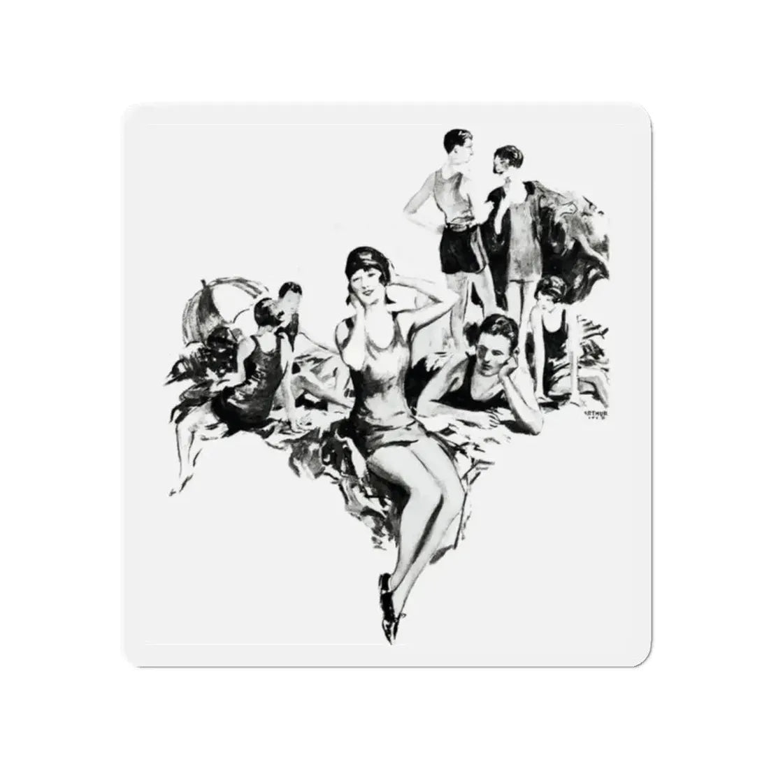 Nippy and Nell (2), Liberty magazine, March 2, 1929 (Magazine Illustration) Refrigerator Magnet 2 Inch - The Sticker Space