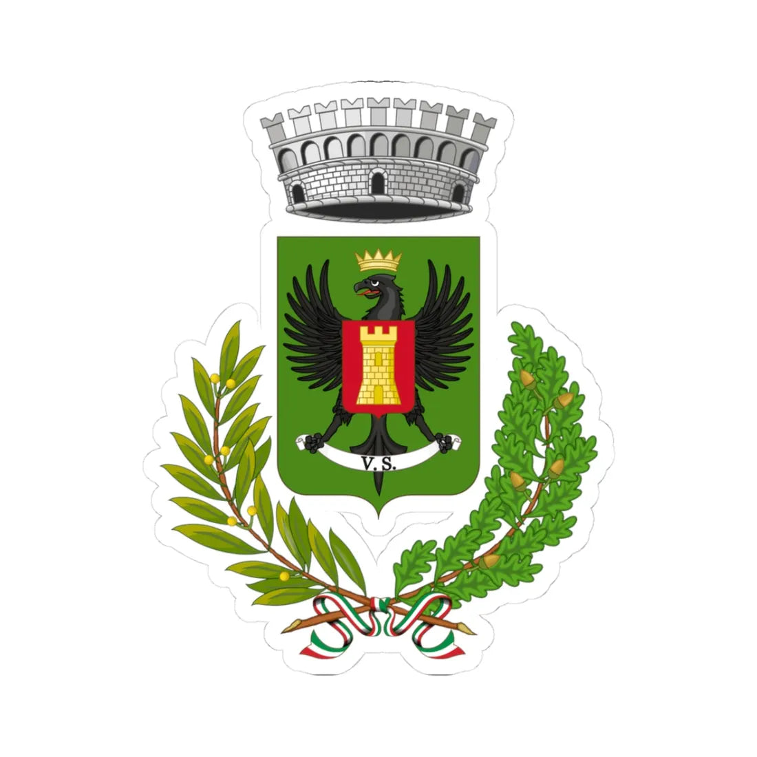 Niscemi-Stemma (Italy) (Coat of Arms) STICKER Vinyl Kiss-Cut Decal 3 Inch White - The Sticker Space