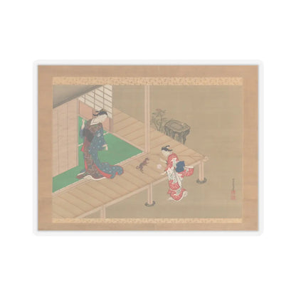 Nishikawa Sukenobu - Courtesan and Attendant Playing with a Dog - ca. 1716–1736 v1 - STICKER Vinyl Kiss-Cut Decal