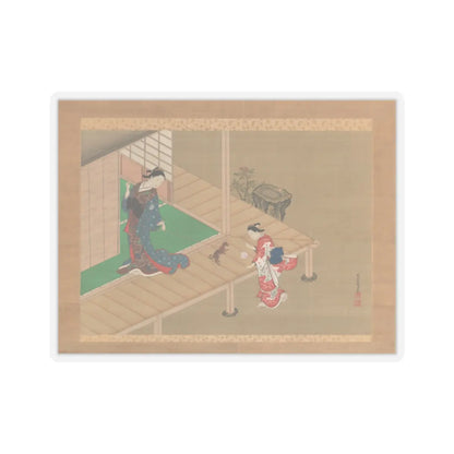 Nishikawa Sukenobu - Courtesan and Attendant Playing with a Dog - ca. 1716–1736 v1 - STICKER Vinyl Kiss-Cut Decal