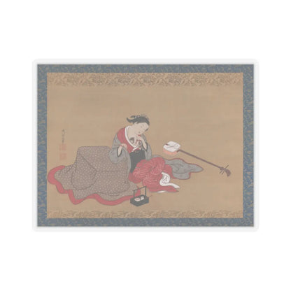 Nishikawa Sukenobu 西川祐信 - Courtesan with a Kitten - early 18th century v1 - STICKER Vinyl Kiss-Cut Decal