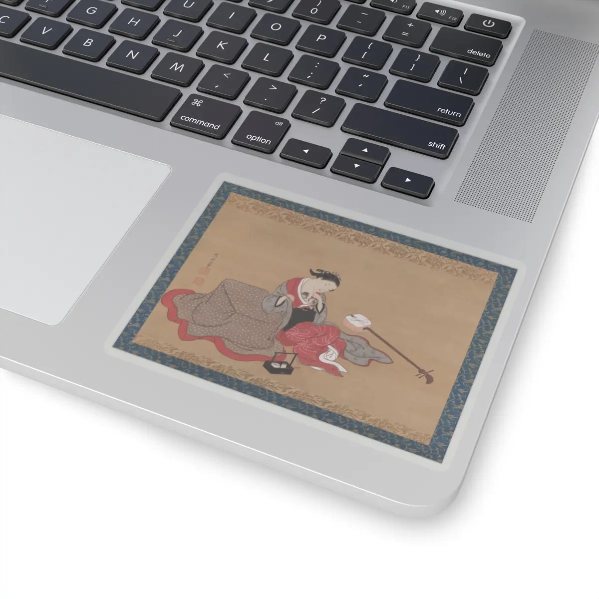Nishikawa Sukenobu 西川祐信 - Courtesan with a Kitten - early 18th century v1 - STICKER Vinyl Kiss-Cut Decal