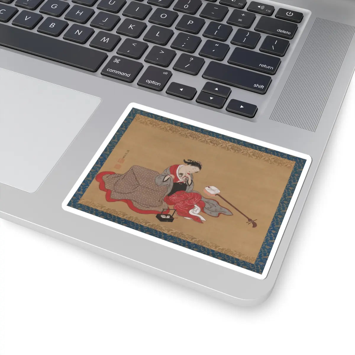 Nishikawa Sukenobu 西川祐信 - Courtesan with a Kitten - early 18th century v1 - STICKER Vinyl Kiss-Cut Decal