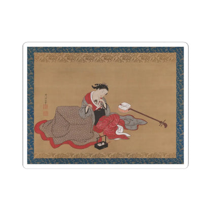 Nishikawa Sukenobu 西川祐信 - Courtesan with a Kitten - early 18th century v1 - STICKER Vinyl Kiss-Cut Decal