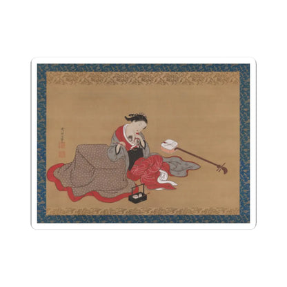 Nishikawa Sukenobu 西川祐信 - Courtesan with a Kitten - early 18th century v1 - STICKER Vinyl Kiss-Cut Decal