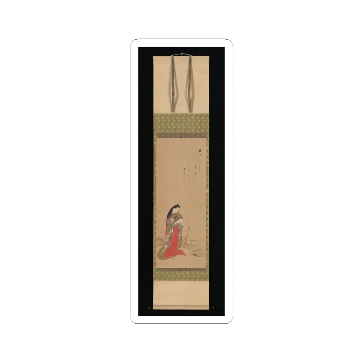 Nishikawa Sukenobu - Lady Ise by the Riverbank - late 18th century v3 - STICKER Vinyl Kiss-Cut Decal