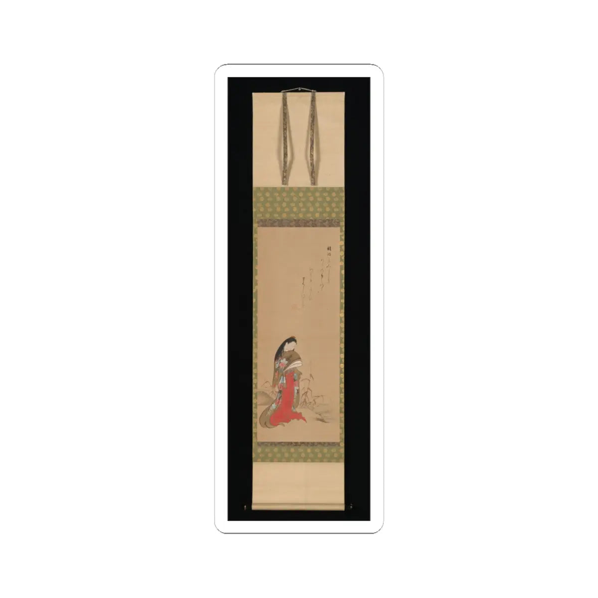 Nishikawa Sukenobu - Lady Ise by the Riverbank - late 18th century v3 - STICKER Vinyl Kiss-Cut Decal