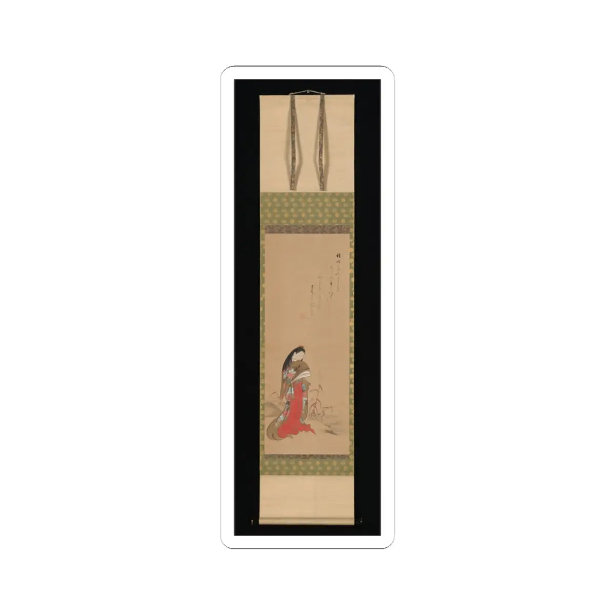 Nishikawa Sukenobu - Lady Ise by the Riverbank - late 18th century v3 - STICKER Vinyl Kiss-Cut Decal