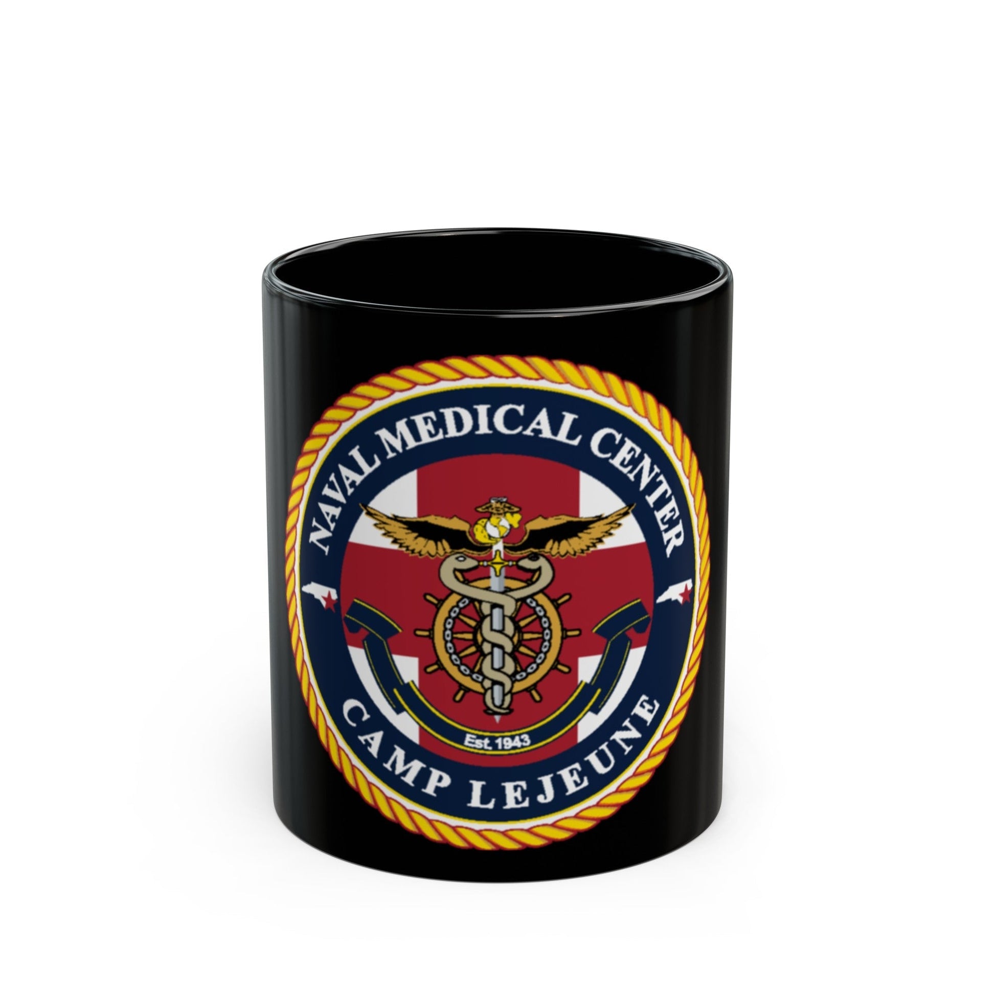 NMC CAMP LEJEUNE (U.S. Navy) Black Coffee Mug-11oz-The Sticker Space