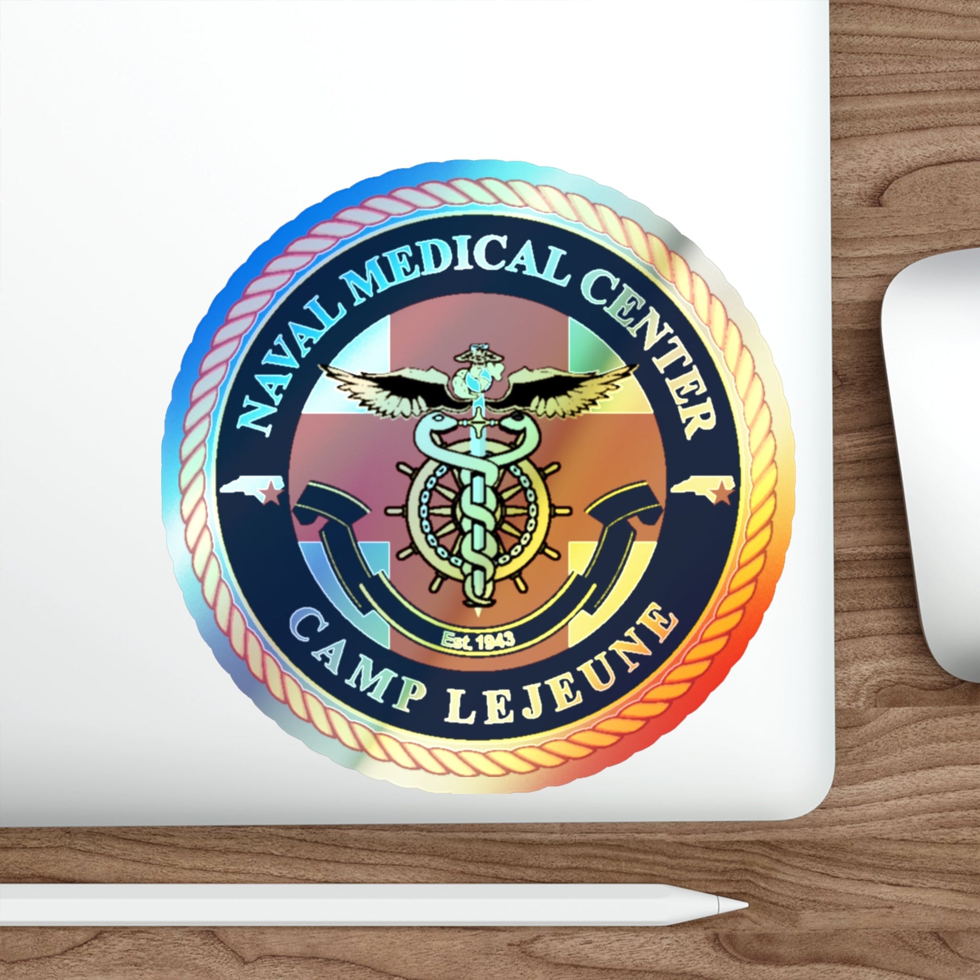 NMC CAMP LEJEUNE (U.S. Navy) Holographic STICKER Die-Cut Vinyl Decal-The Sticker Space