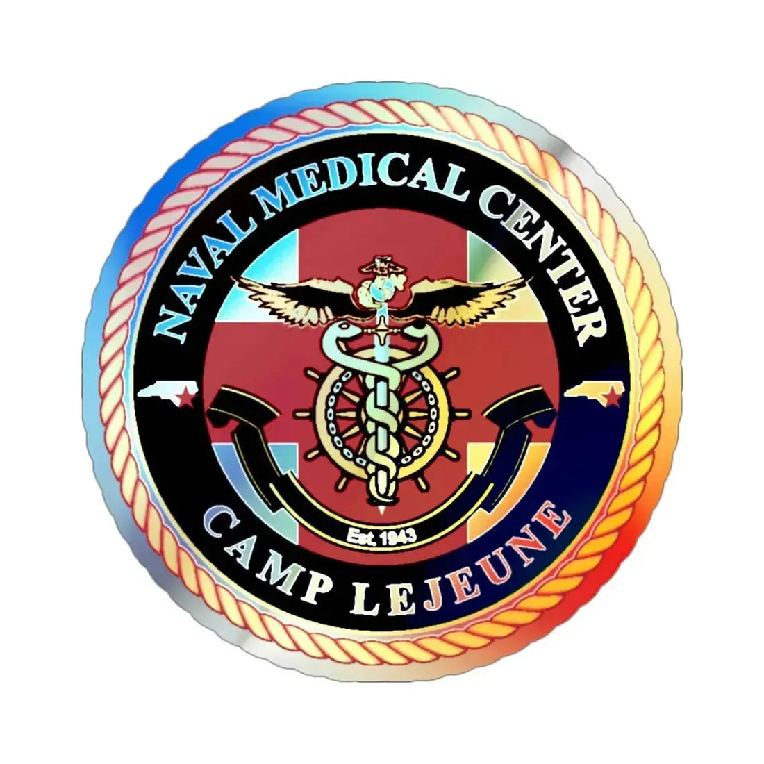 NMC CAMP LEJEUNE (U.S. Navy) Holographic STICKER Die-Cut Vinyl Decal 4 Inch Holographic - The Sticker Space