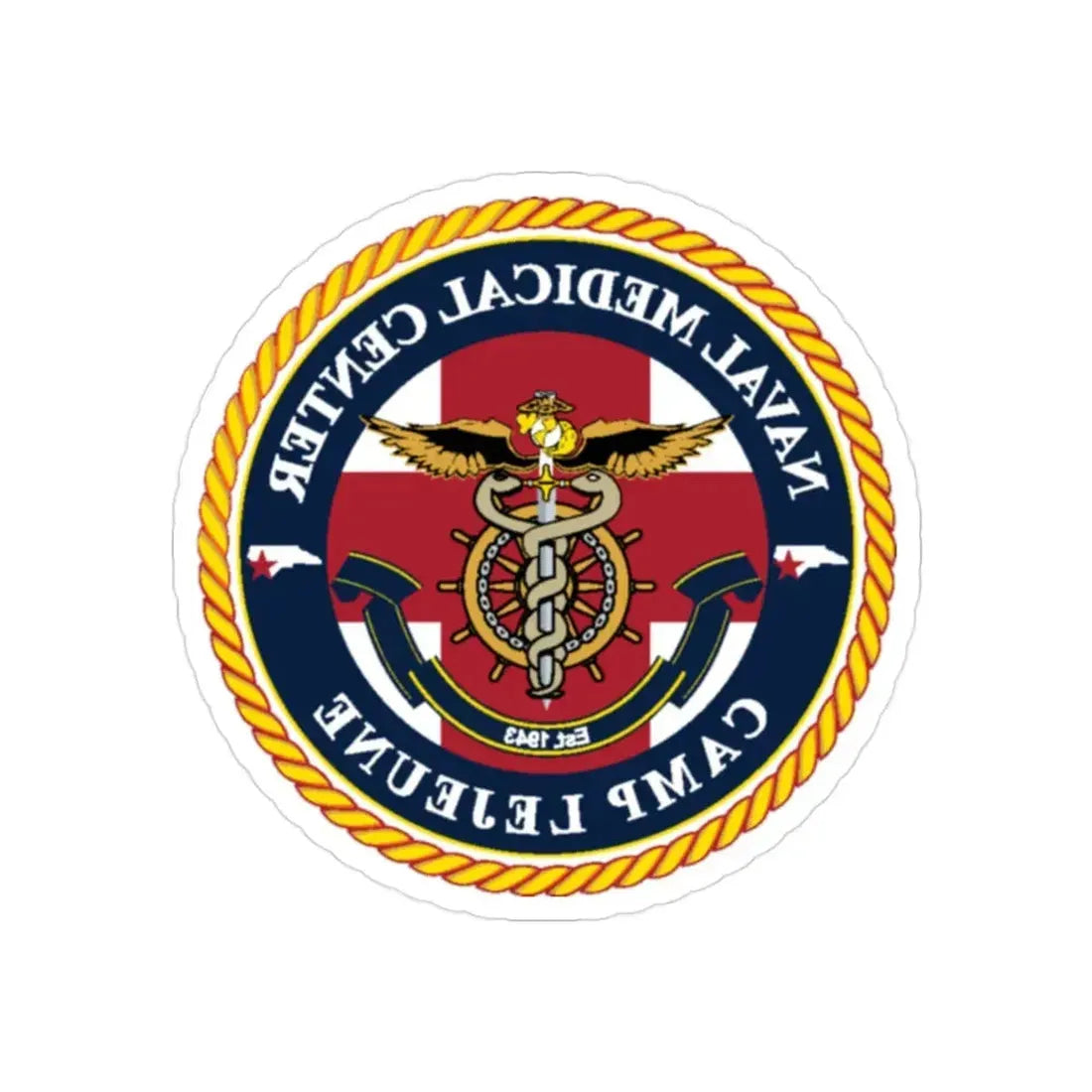 NMC CAMP LEJEUNE (U.S. Navy) REVERSE PRINT Transparent Die-Cut STICKER 2 Inch Die-Cut Transparent - The Sticker Space