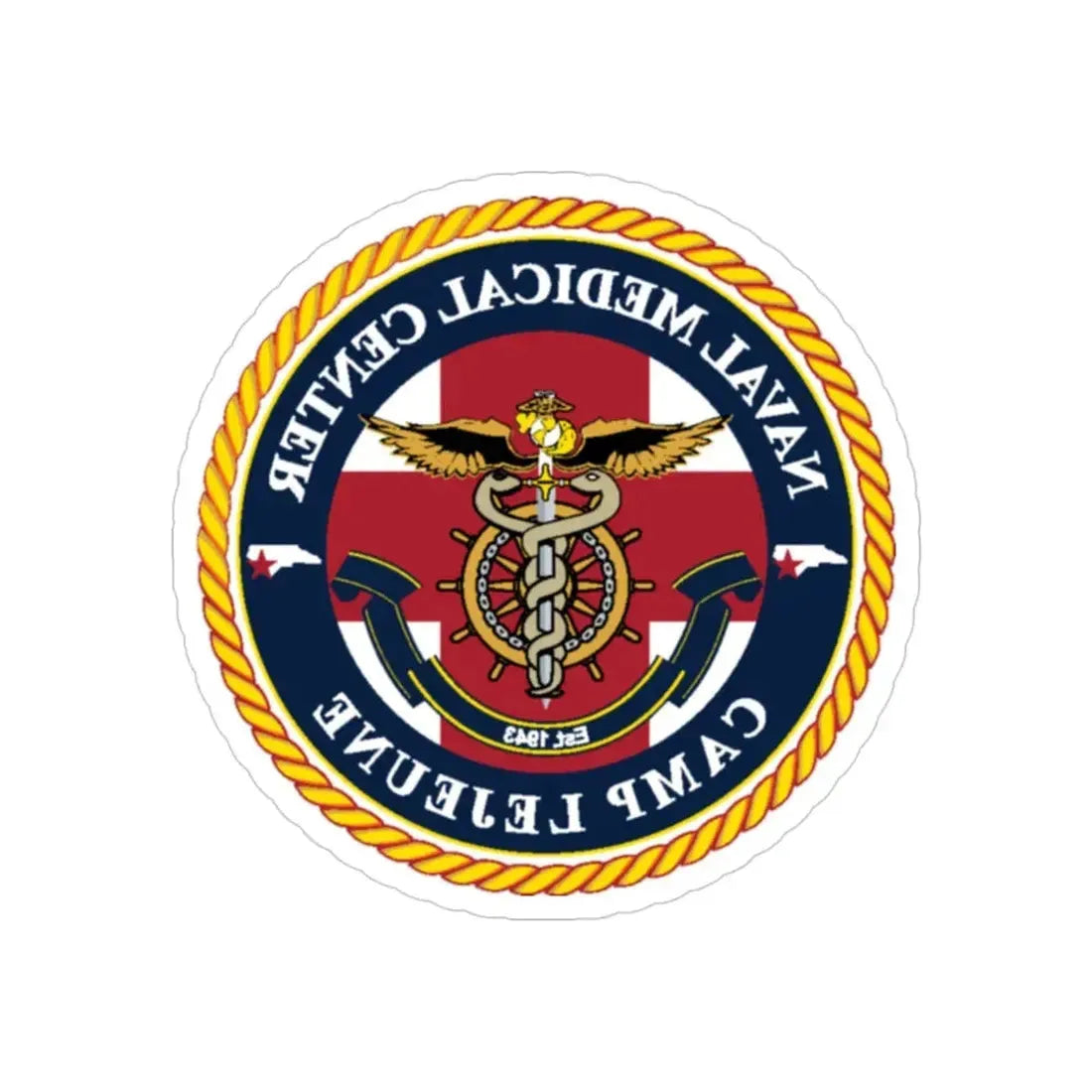 NMC CAMP LEJEUNE (U.S. Navy) REVERSE PRINT Transparent Die-Cut STICKER 3 Inch Die-Cut Transparent - The Sticker Space