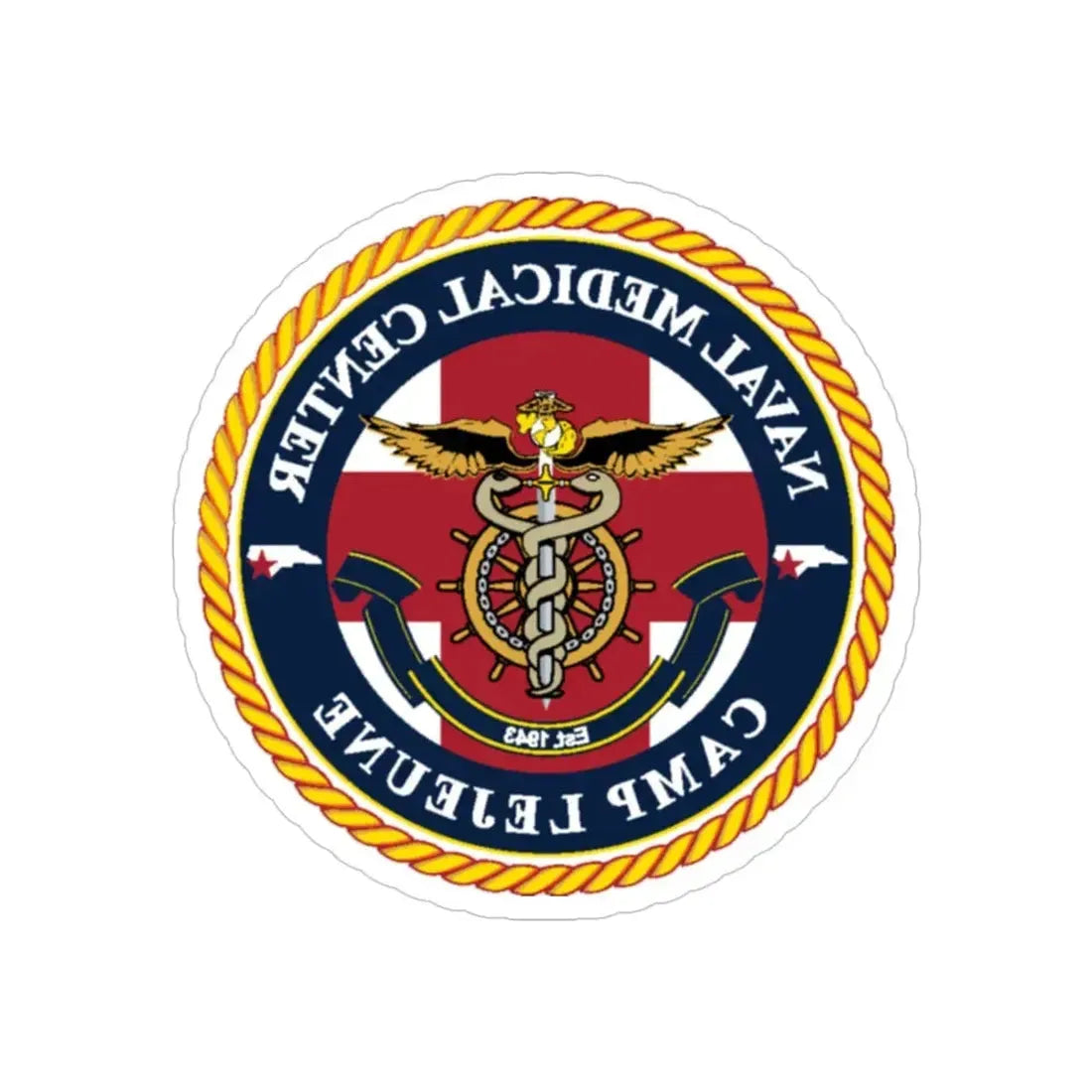 NMC CAMP LEJEUNE (U.S. Navy) REVERSE PRINT Transparent Die-Cut STICKER 4 Inch Die-Cut Transparent - The Sticker Space