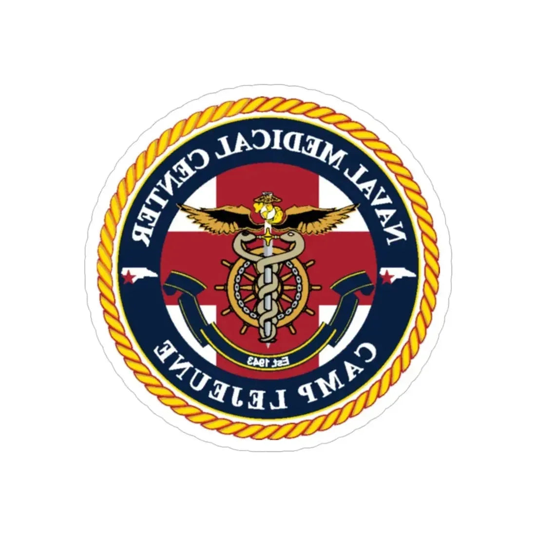 NMC CAMP LEJEUNE (U.S. Navy) REVERSE PRINT Transparent Die-Cut STICKER 5 Inch Die-Cut Transparent - The Sticker Space