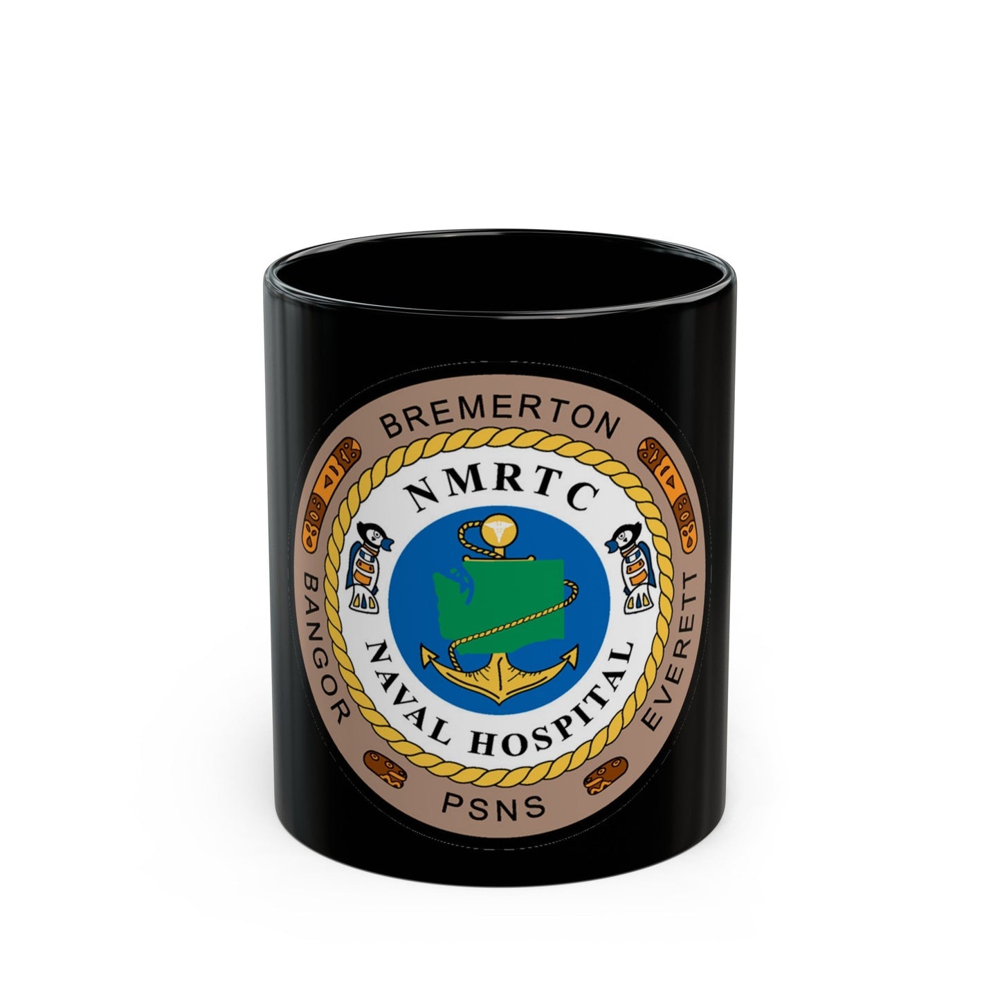 NMRTC Naval Hospital Bremerton (U.S. Navy) Black Coffee Mug-11oz-The Sticker Space