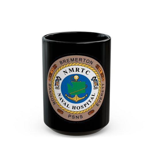 NMRTC Naval Hospital Bremerton (U.S. Navy) Black Coffee Mug-15oz-The Sticker Space