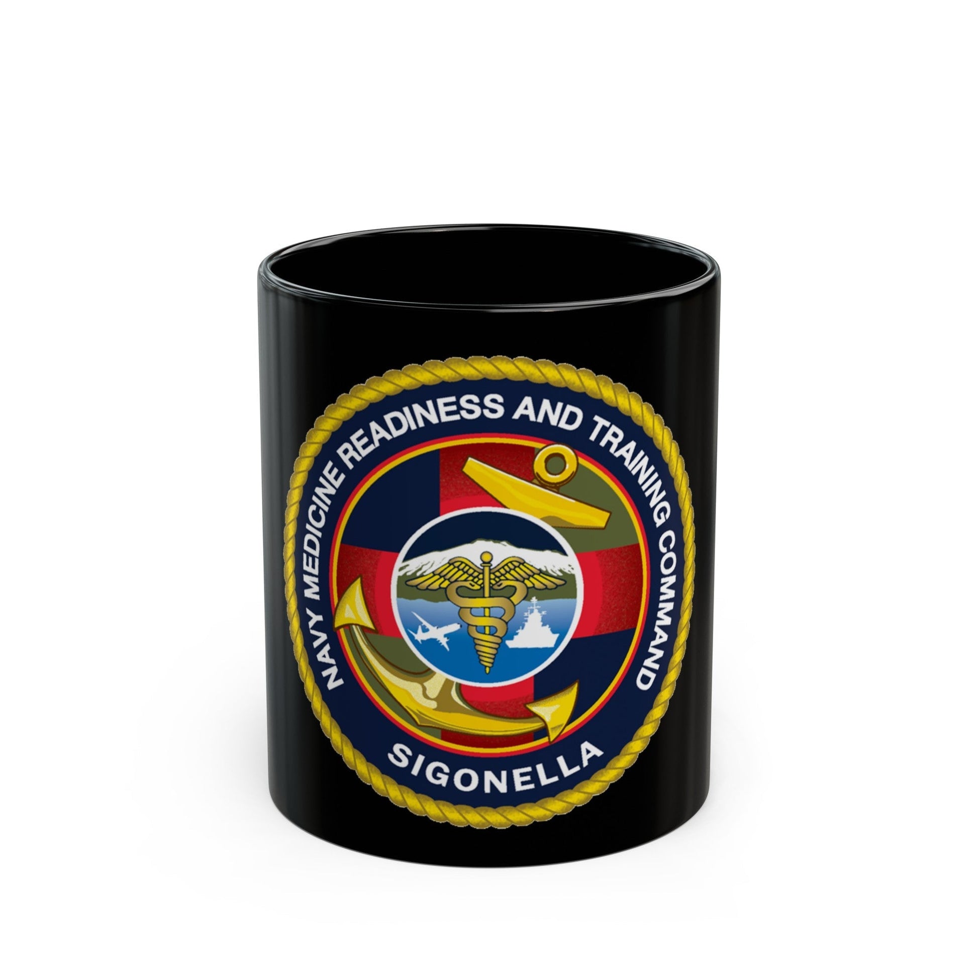 NMRTC Sigonella (U.S. Navy) Black Coffee Mug-11oz-The Sticker Space