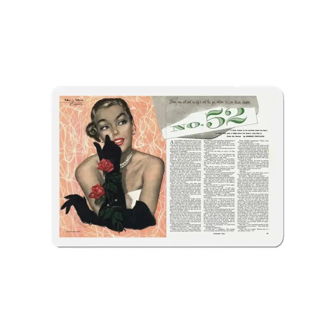 No. 52, Esquire magazine, May 1952 (Magazine Illustration) Refrigerator Magnet 6 Inch - The Sticker Space