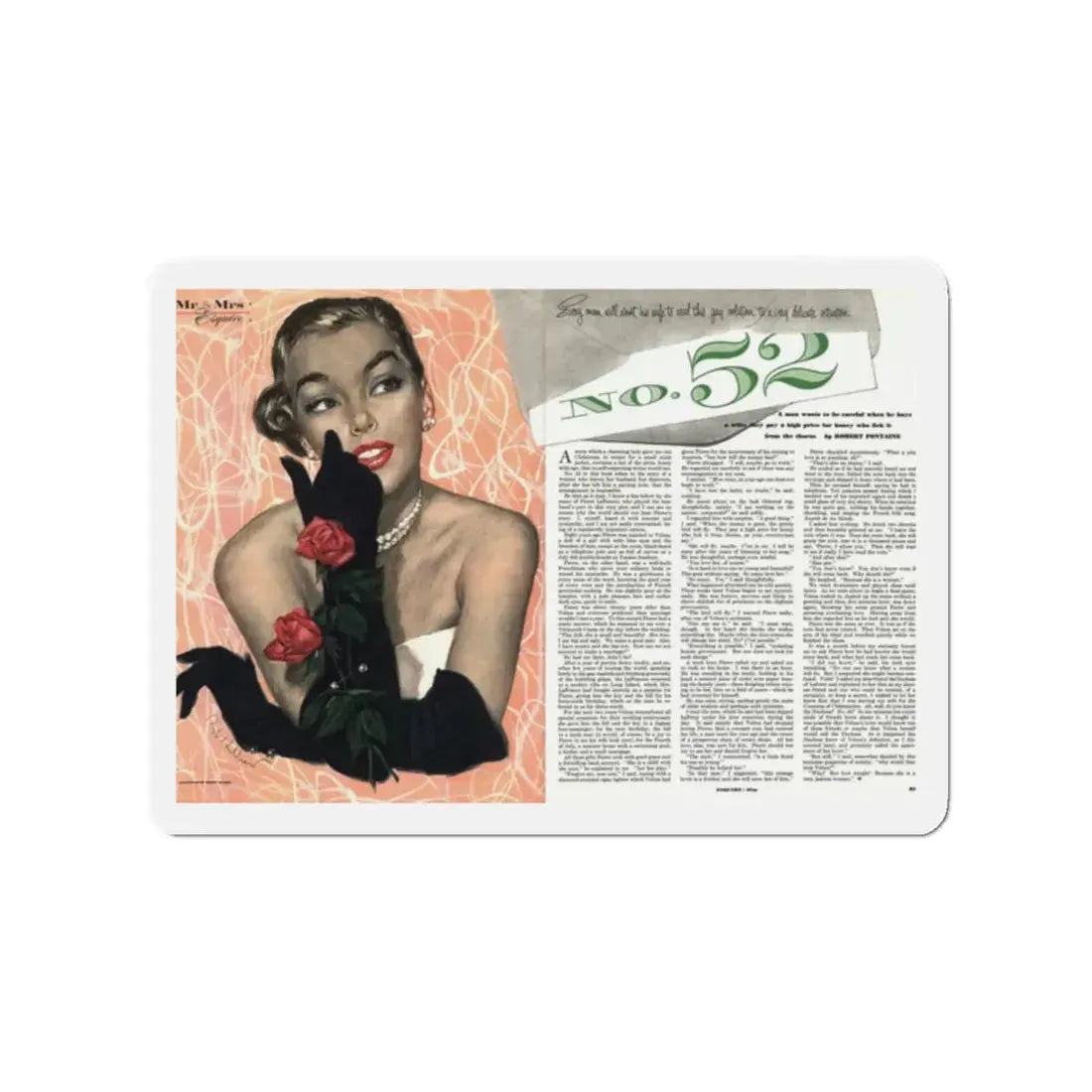 No. 52, Esquire magazine, May 1952 (Magazine Illustration) Refrigerator Magnet - The Sticker Space