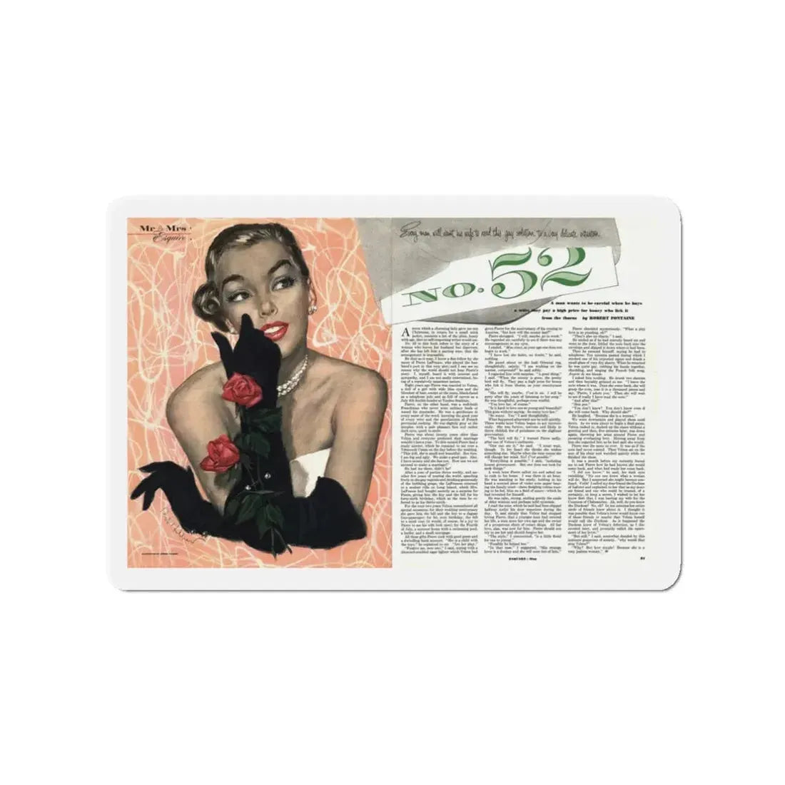 No. 52, Esquire magazine, May 1952 (Magazine Illustration) Refrigerator Magnet - The Sticker Space