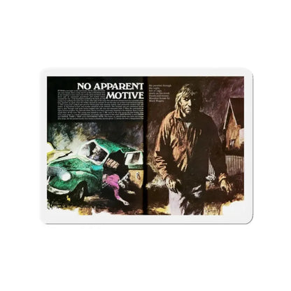 No Apparent Motive, Man magazine, October 1971 (Magazine Illustration) Refrigerator Magnet 2 Inch - The Sticker Space