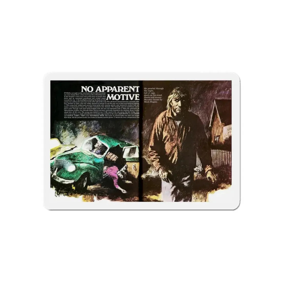 No Apparent Motive, Man magazine, October 1971 (Magazine Illustration) Refrigerator Magnet 6 Inch - The Sticker Space