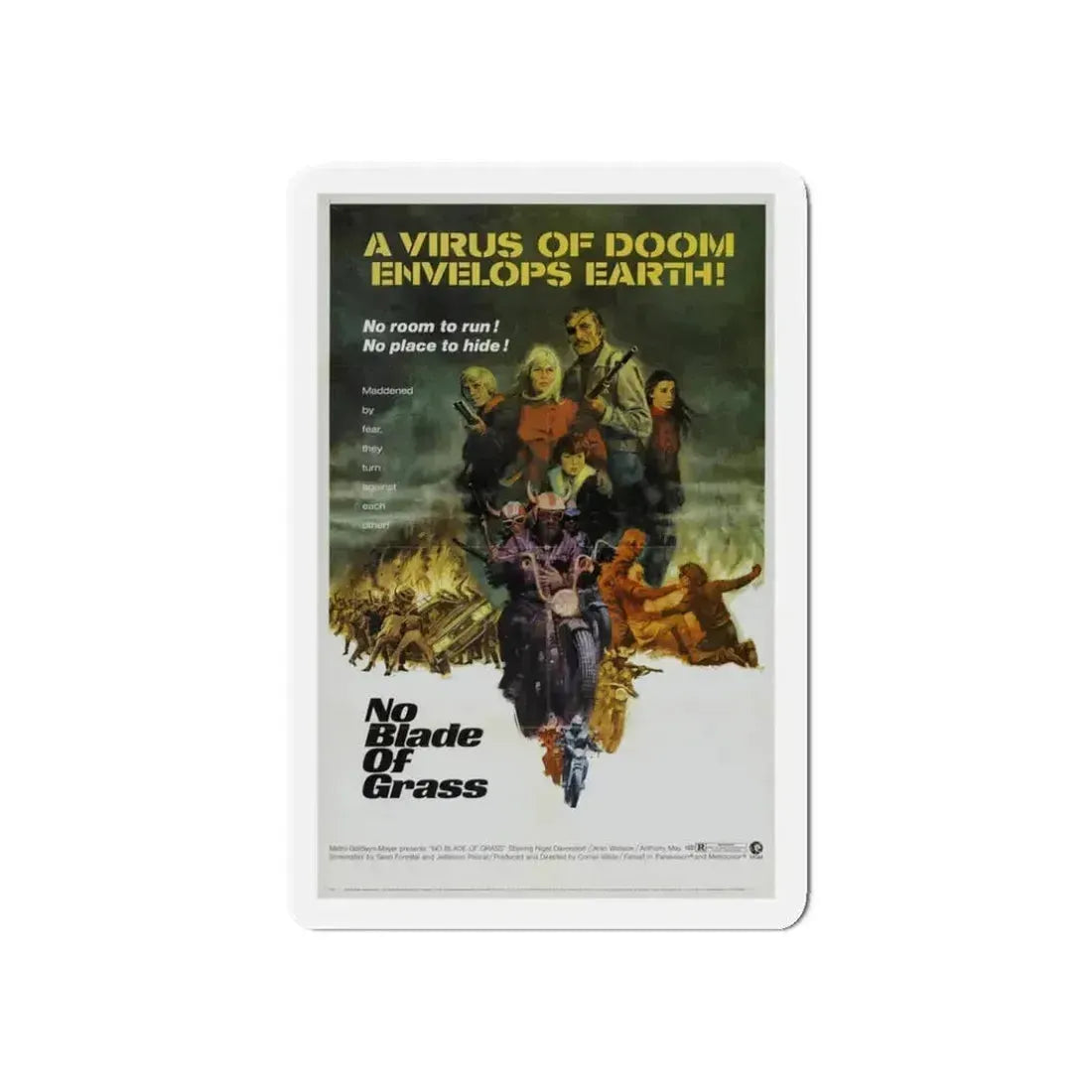 NO BLADE OF GRASS 1970 Movie Poster - Refrigerator Magnet 3 Inch Die-Cut - The Sticker Space