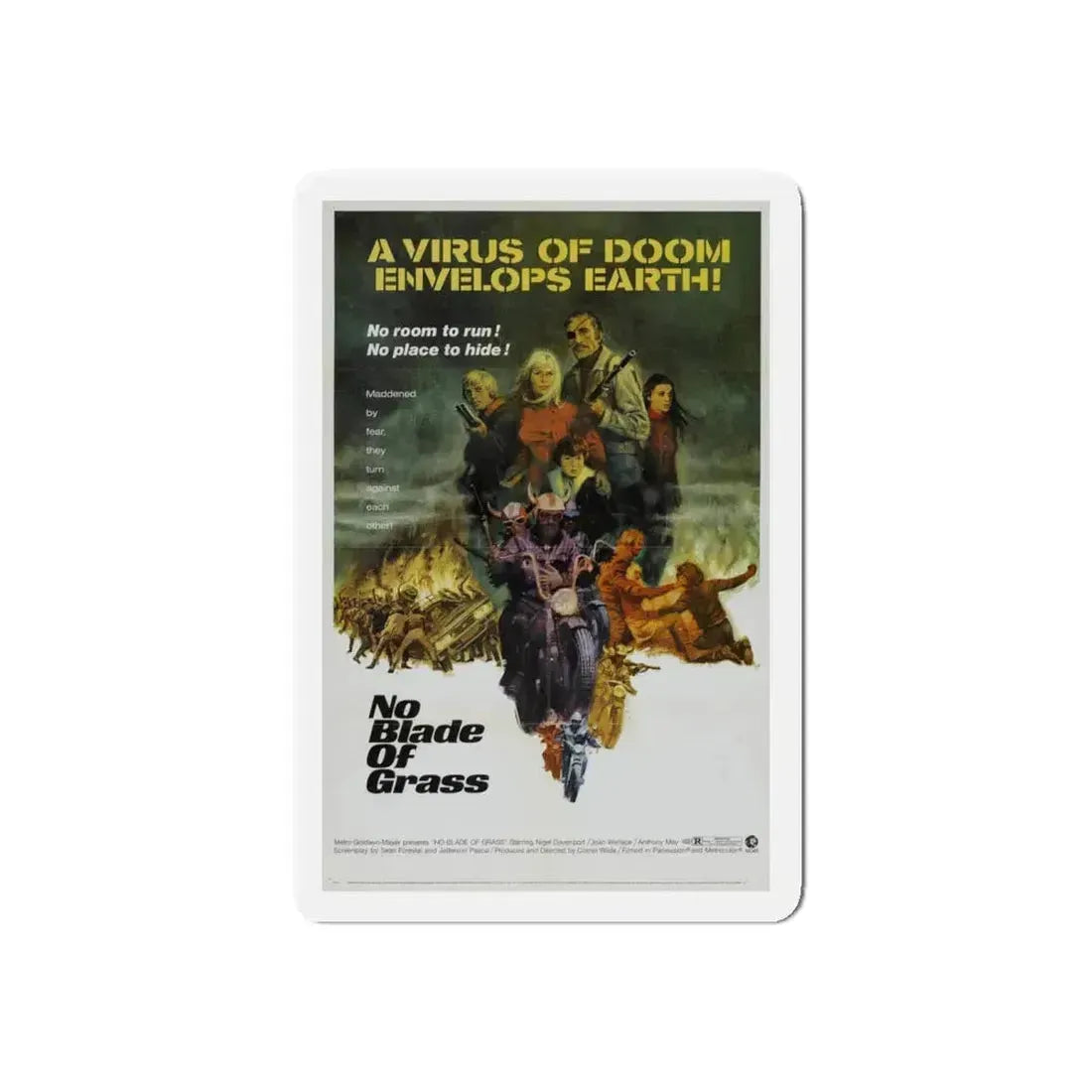 NO BLADE OF GRASS 1970 Movie Poster - Refrigerator Magnet 4 Inch Die-Cut - The Sticker Space