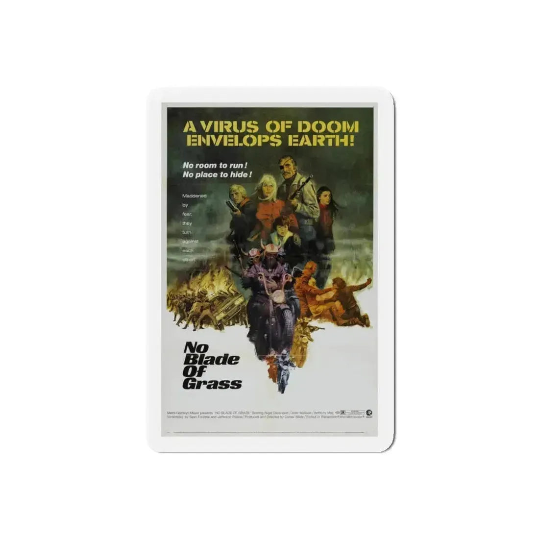 NO BLADE OF GRASS 1970 Movie Poster - Refrigerator Magnet 5 Inch Die-Cut - The Sticker Space