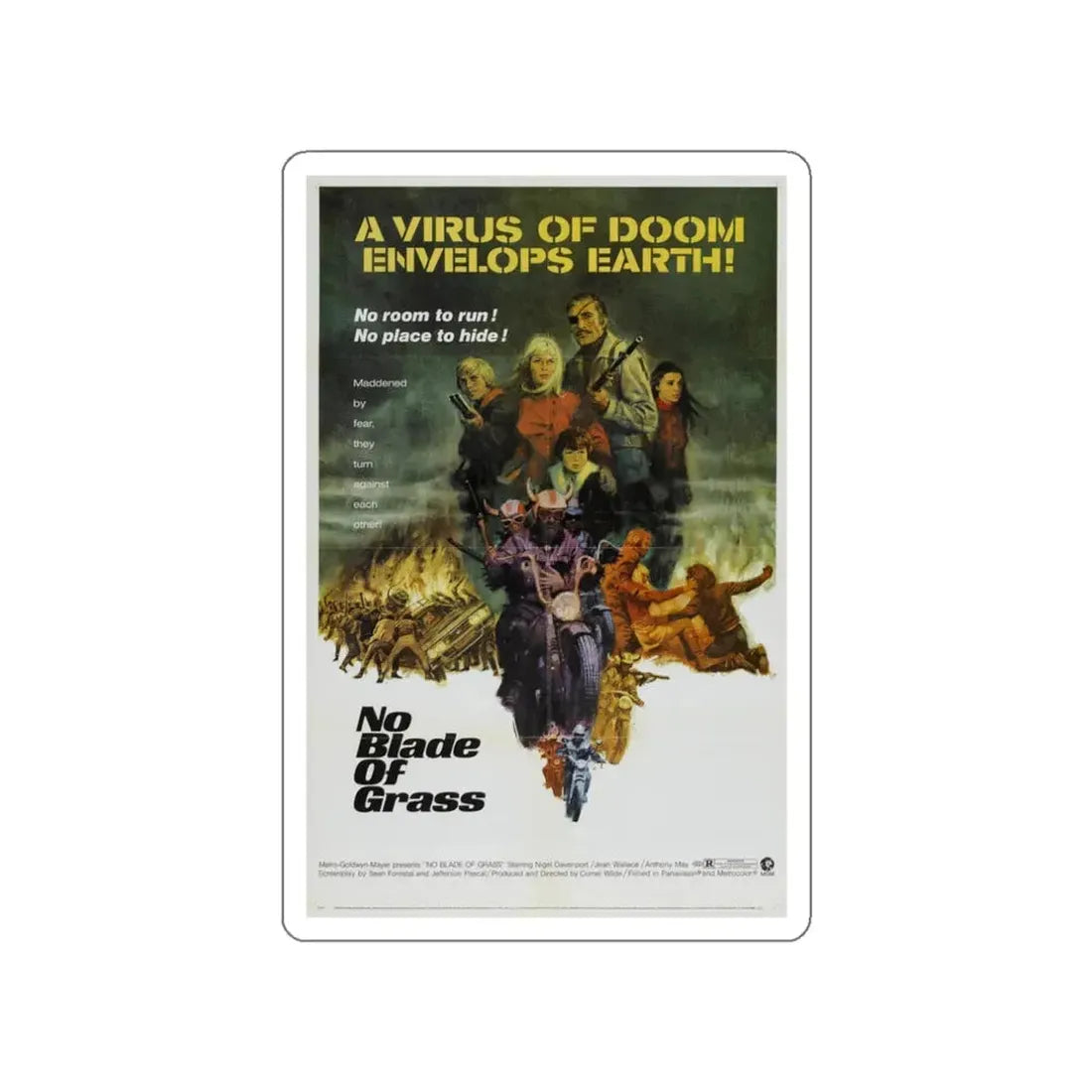 NO BLADE OF GRASS 1970 Movie Poster STICKER Vinyl Die-Cut Decal 3 Inch - The Sticker Space