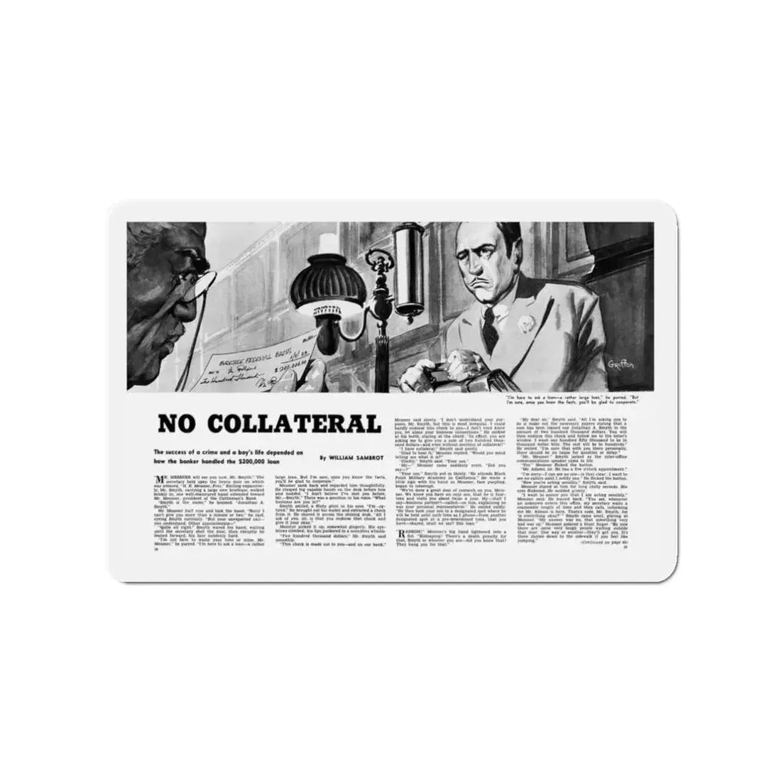 No Collateral, Mr. magazine, May 1953 (Magazine Illustration) Refrigerator Magnet - The Sticker Space