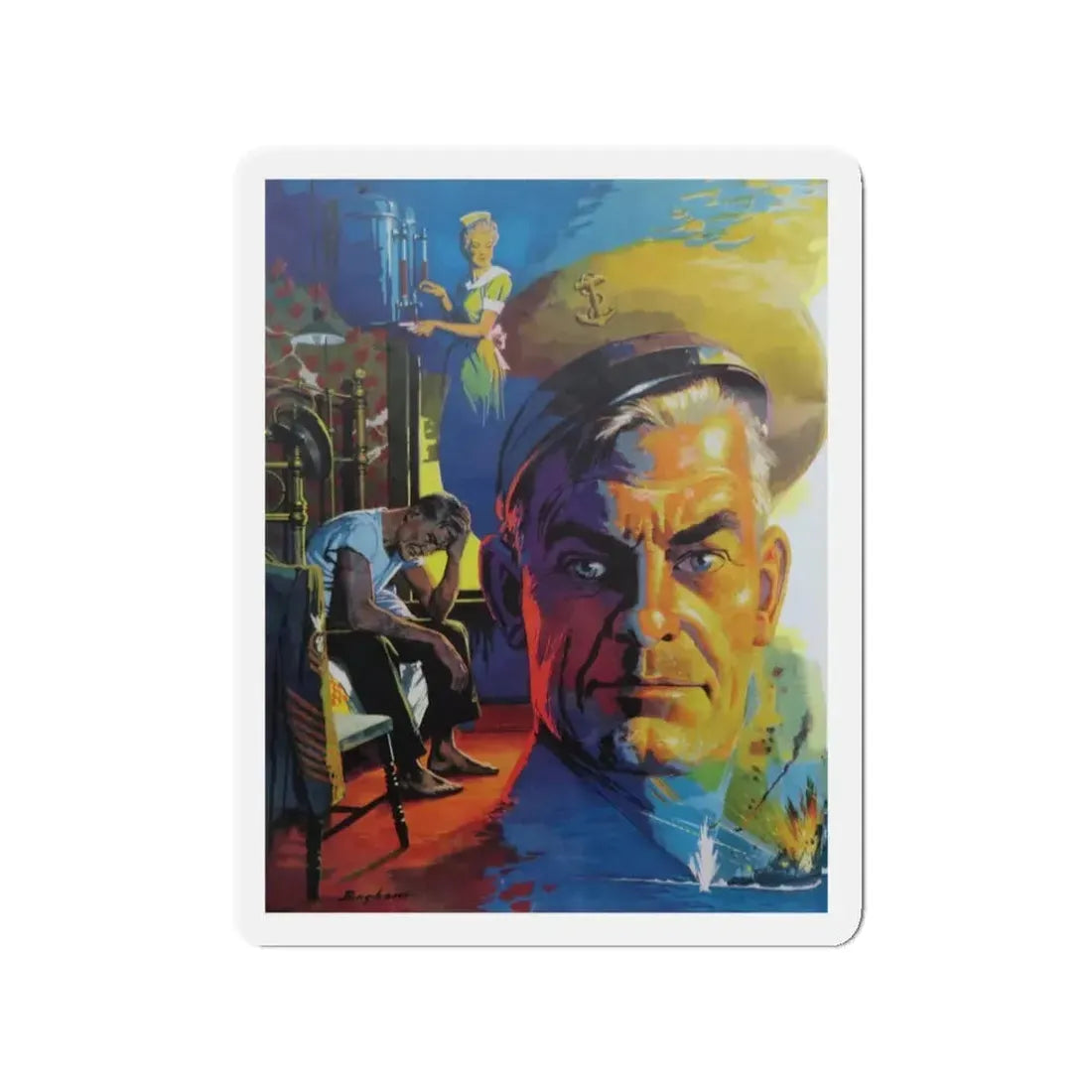 No Home Of His Own, The Saturday Evening Post, 1952 (Magazine Illustration) Refrigerator Magnet 3 Inch - The Sticker Space