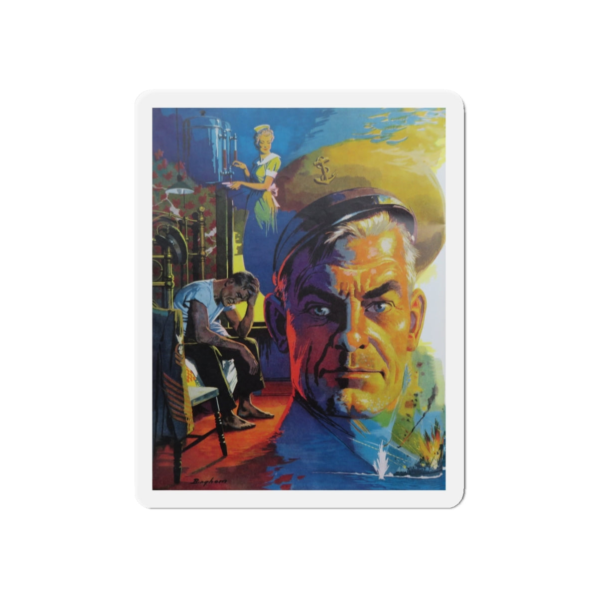 No Home Of His Own, The Saturday Evening Post, 1952 (Magazine Illustration) Refrigerator Magnet-6 × 6"-The Sticker Space