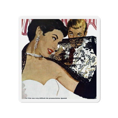 No Latin Lover, Good Housekeeping, November 1950 (Magazine Illustration) Refrigerator Magnet-2" x 2"-The Sticker Space