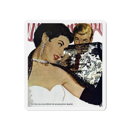 No Latin Lover, Good Housekeeping, November 1950 (Magazine Illustration) Refrigerator Magnet 6 Inch - The Sticker Space